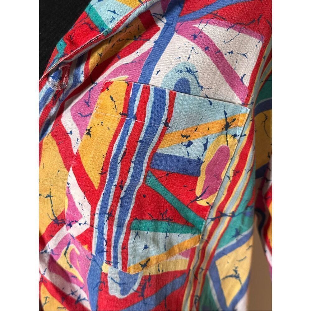 Bosumy Vintage Colourful Abstract Print Button Down Shirt Medium - Picture 6 of 8